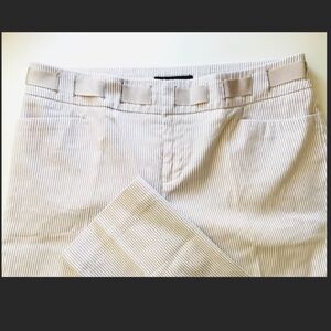 INC seersucker textured ribbon waist tan white stripes pants size 8